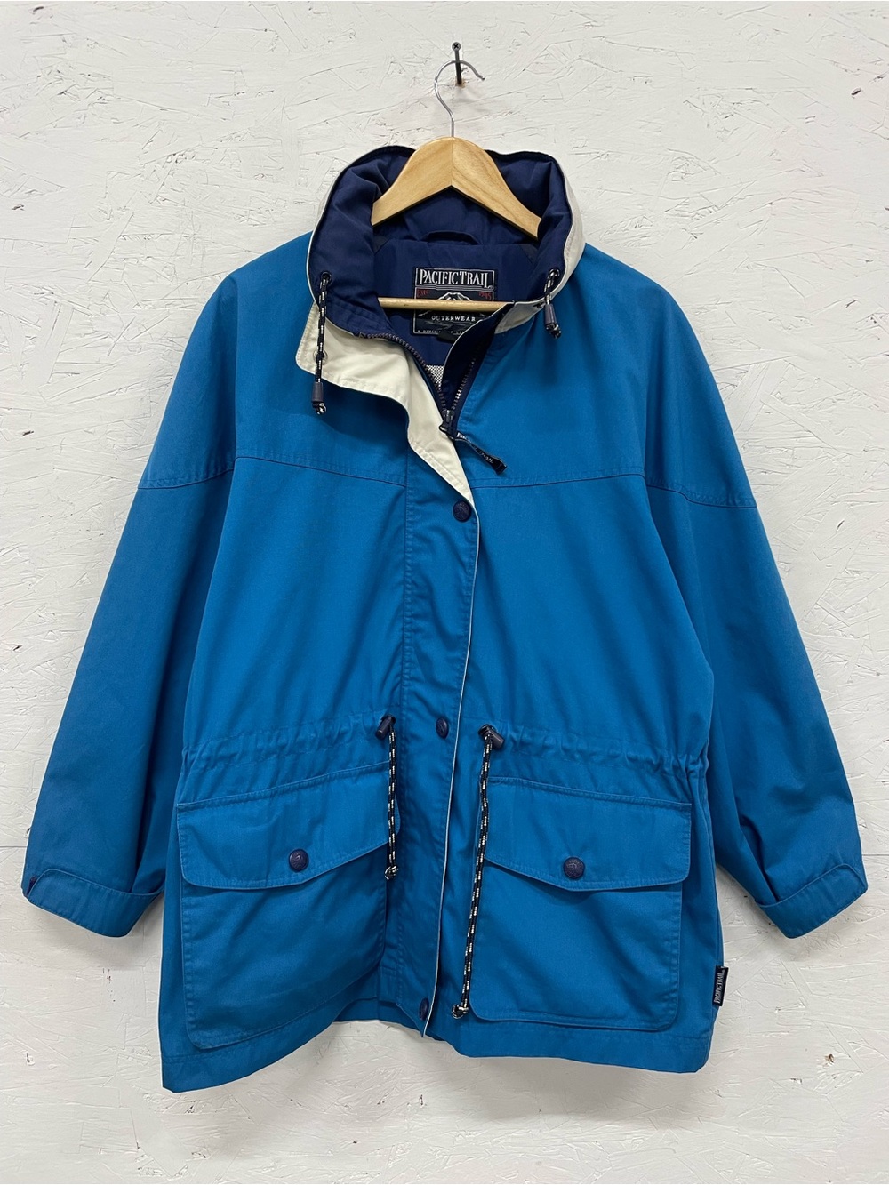VTG 90s Pacific Trail London Fog Hooded Parka Jacket Blue Mesh Lined, Size M